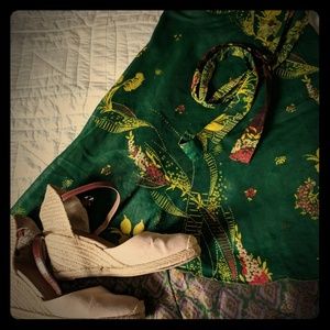 Green/multi boho wrap skirt/cover-up